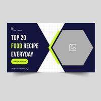 Trendy vector food review thumbnail banner design, food recipe tips and tricks banner design, editable vector eps 10 file format