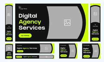 Digital agency web bundle banner design for social media post, business services web set banner design, fully editable vector eps 10 file format