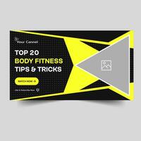 Creative vector illustration video thumbnail banner design, exercise training tips and tricks cover banner design, fully editable vector eps 10 file format