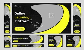 Creative learning platform web set banner design for social media post, education web bundle banner design, fully editable vector eps 10 file format