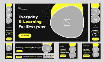 Creative online learning platform web set banner design, scoial media post, fully editable vector eps 10 file format