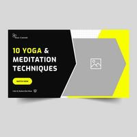 Customizable vector illustration video thumbnail banner design for fitness tips, yoga and meditation cover banner design, vector eps 10 file format