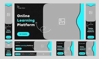 Editable vector illustration education system web set banner design for social media post, learning banner design, customizable vector eps 10 file format