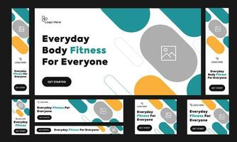 Vector illustration fitness body web set banner design for social media post, workout plan banner, exercise bundle banner design, fully editable vector eps 10 file format