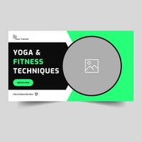 Creative vector illustration video tutorial thumbnail banner design, fitness and yoga tips cover banner design, editable vector eps 10 file format