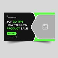 Trendy product idea tips and tricks video thumbnail banner design, digital products techniques video cover banner design, fully editable vector eps 10 file format