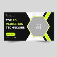 Fully editable vector fitness and meditation techniques thumbnail banner design, tips and tricks video cover banner design, customizable vector eps 10 file format