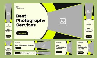 Vector illustration best photography web set banner design for social media post, web bundle banner design, customizable vector eps 10 file format