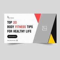 Trendy vector illustration fitness training tips and tricks video thumbnail banner design, customizable vector eps 10 file format