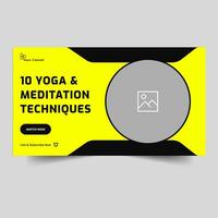 Video thumbnail banner design for yoga and meditation tips, fitness training tutorial cover banner design, editable vector eps 10 file format