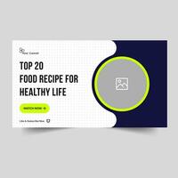 Minimal video thumbnail banner design template, food review tips and techniques, video cover banner, vector eps 10 file format