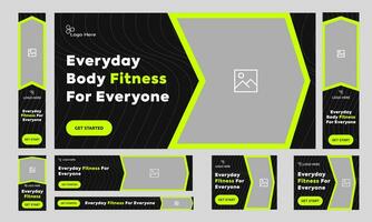 Customizable vector fitness web bundle banner, social media post banner template, sports social media post banner, editable vector eps 10 file format