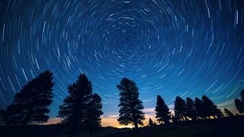 ai generado fascinante ver de el noche cielo lleno de estrellas misterioso en el estilo de astrofotografía. foto