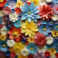 AI generated A colorful of origami flowers style photo