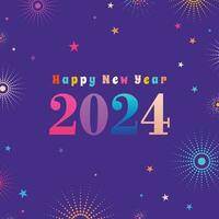 Happy new year 2024 square template with 3D hanging number. Greeting concept for 2024 new year celebration vector