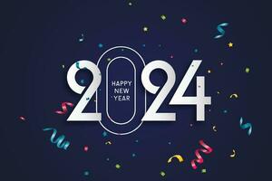 contento nuevo año 2024 cuadrado modelo con 3d colgando número. saludo concepto para 2024 nuevo año celebracion vector