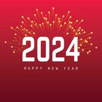 Happy new year 2024 square template with 3D hanging number. Greeting concept for 2024 new year celebration vector