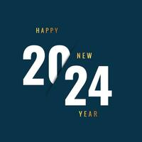 Happy new year 2024 square template with 3D hanging number. Greeting concept for 2024 new year celebration vector