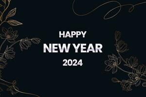 Happy new year 2024 square template with 3D hanging number. Greeting concept for 2024 new year celebration vector