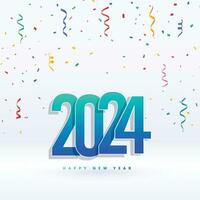 Happy new year 2024 square template with 3D hanging number. Greeting concept for 2024 new year celebration vector