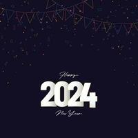 Happy new year 2024 square template with 3D hanging number. Greeting concept for 2024 new year celebration vector