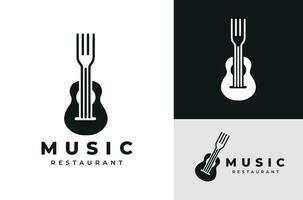 Classical Guitar with Forks can be used for Music Restaurant Design vector