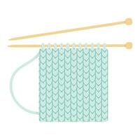 Knitting needles and knitted fabric vector