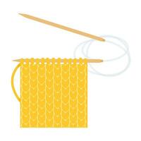 Knitted fabric with knitting needles vector