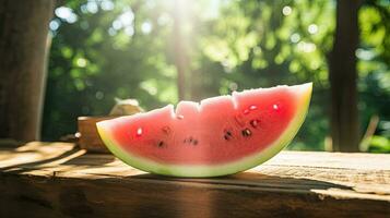 AI generated Fresh slice watermelon on the table AI Generative photo