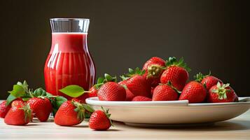 AI generated Fresh strawberry with juice on the table AI Generative photo
