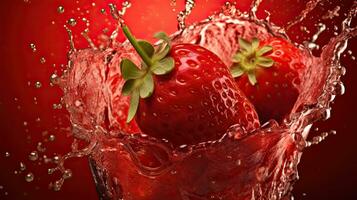 AI generated Fresh strawberry with water splash AI Generative photo