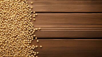 AI generated Portrait soy bean on the wooden table AI Generative photo