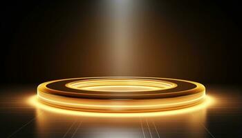 AI generated Light golden swirl. Curve golden line light effect photo
