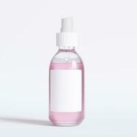 Glass bottle cosmetic rendering 3D software illustration with label and white color realistic texture photo