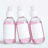 Glass bottle cosmetic rendering 3D software illustration with label and white color realistic texture photo