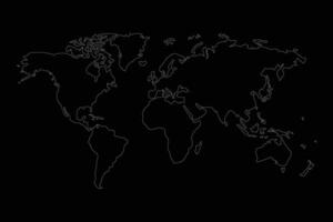 blanco color línea Arte mundo mapa y negro antecedentes . vector