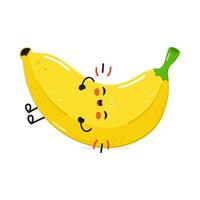 Banana laughs character. Vector hand drawn cartoon kawaii character illustration icon. Isolated on white background. Banana character concept