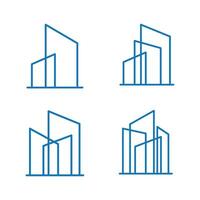 icon set building  architect  construction  tower  line art logo vector symbol illustration design