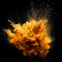 AI generated orange dust explosion on black background, gerenative AI photo