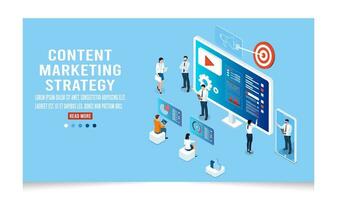 Modern isometric concept of Business Marketing Strategy. For Landing page template, banner and website business analysis. Vector illustration eps10.