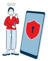 Mobile phone firewall app vector