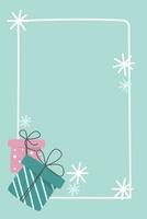 New Year vertical frame with gift boxes vector