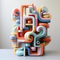 AI generated abstract sculpture on white backrgound photo