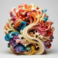 AI generated abstract sculpture on white backrgound photo