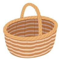 Empty wicker basket. isolated on white background basket. vector