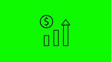 animado infográficos definir. animação do quatro diferente gráficos e gráficos dentro laranja cor isolado em verde fundo. Alto qualidade 4k resolução mínimo video