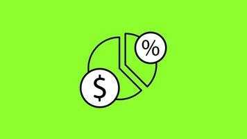 animado infográficos definir. animação do quatro diferente gráficos e gráficos dentro laranja cor isolado em verde fundo. Alto qualidade 4k resolução mínimo video