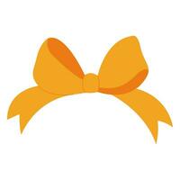 Simple hand drawn ribbon bow collection. Yellow bow. Bowknot for decoration, big set of bowtie. vector