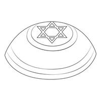 Kippah. Happy Hanukkah Illustration. Coloring page. Line Art. vector