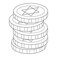 Coins, Jewish coins. Happy Hanukkah Illustration. vector